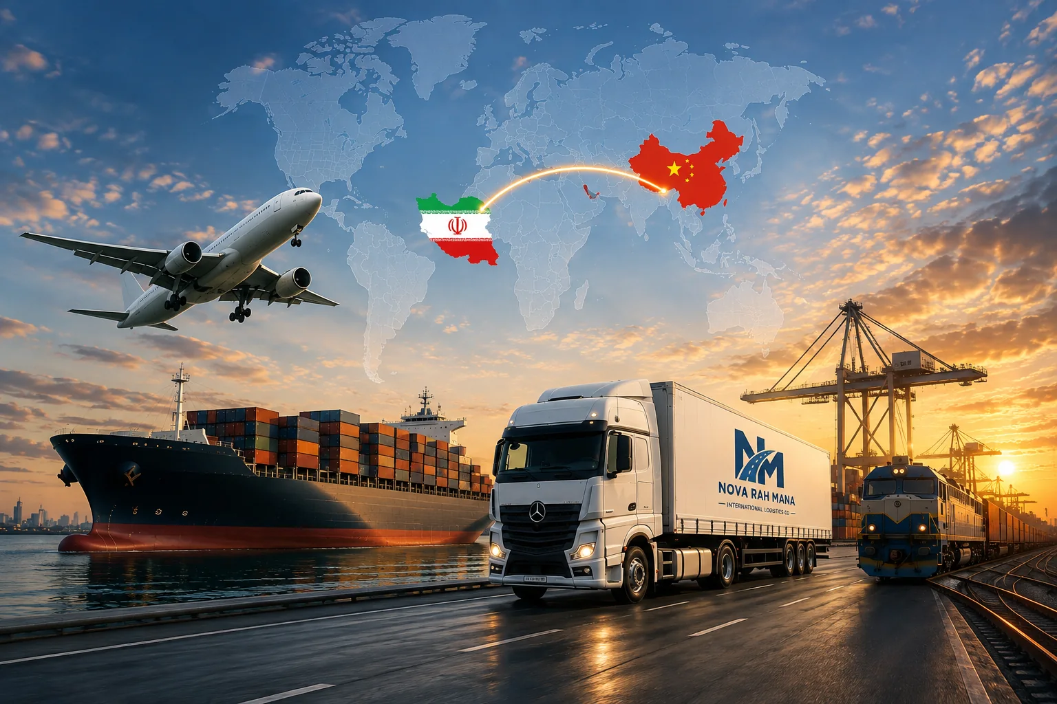 Sea, air, rail and multimodal freight between China and Iran